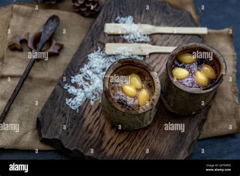 Sticky Rice Cooked With Coconut Milk Khao Lam Or Glutinous Rice