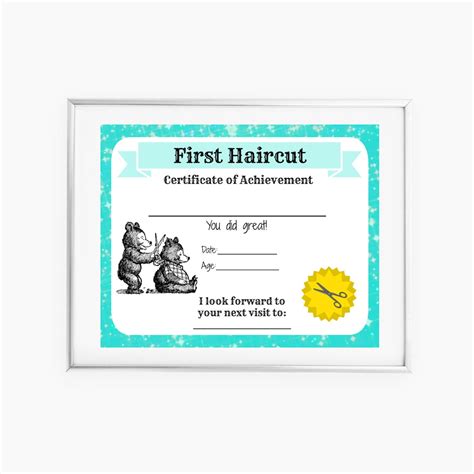 First Haircut Certificate Baby First Haircut Photo Certificate Baby