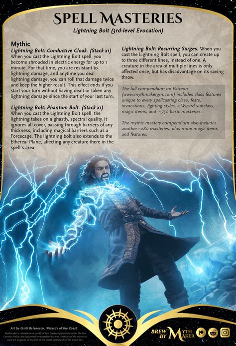 Spell Masteries Lightning Bolt 3rd Level Evocation Spell Mastery