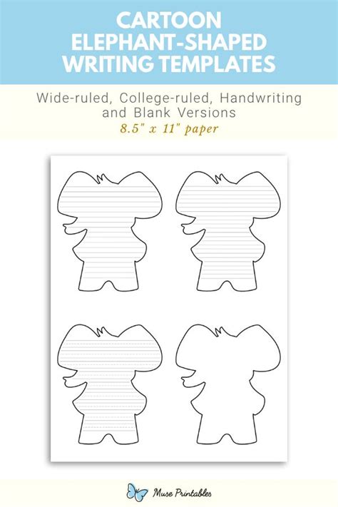 Printable Cartoon Elephant Shaped Writing Templates Writing Templates