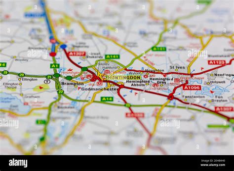 Huntingdon And Surrounding Areas Shown On A Road Map Or Geography Map