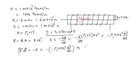 A Long Solenoid With 1 00 10 3 Turns Per Meter And Radius 2 00 Cm