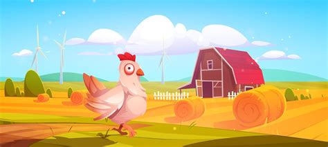 Barn on farm nature rural background with chicken 14032292 Vector Art at Vecteezy