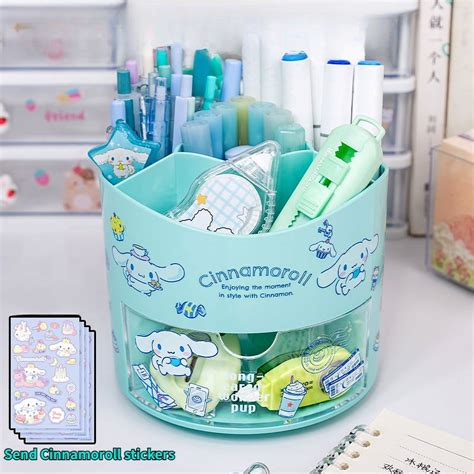 Miniso Sanrio Rotating Pen Holder Storage Box Desk Organizer Kawaii