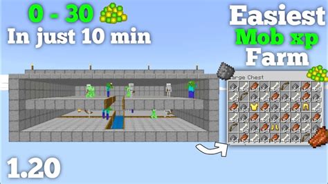 Easiest Mob Xp Farm For Minecraft Bedrock 1 20 No Spawner Youtube