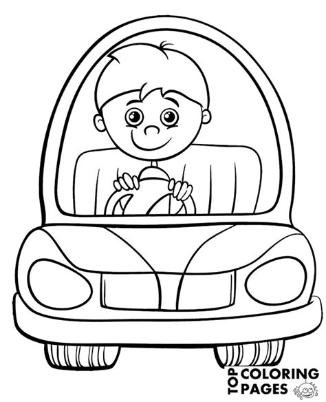 Driving A Car Printable Coloring Page Sheet Book Coloring Home