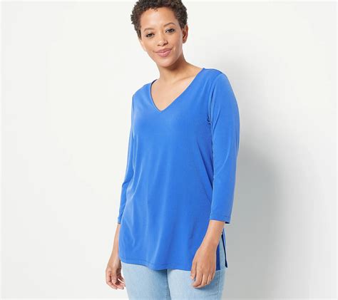 Susan Graver Modern Essentials Petite Liquid Knit Tunic Blue Pick Size