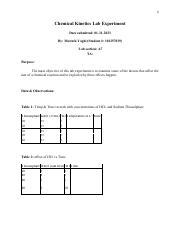 Pre lab-Chemical Kinetics Lab Experiment.pdf - 1 Chemical Kinetics Lab ... 