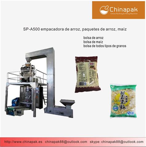 Máquina automática empacadora y selladora de arroz y granos en bolsa