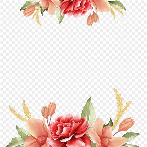 Elegante Borde Floral Acuarela Para Composici N De Tarjetas De