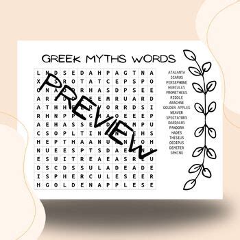 Ckla Greek Myths Word Search By Collective Creator Tpt