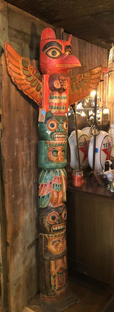 Lot Northwest Coast Style Carved And Painted Totem