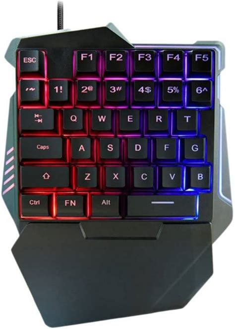 Paruht Portable Mini One Handed Gaming Keyboard Usb Wired 35keys Rainbow Led Backlight Wired