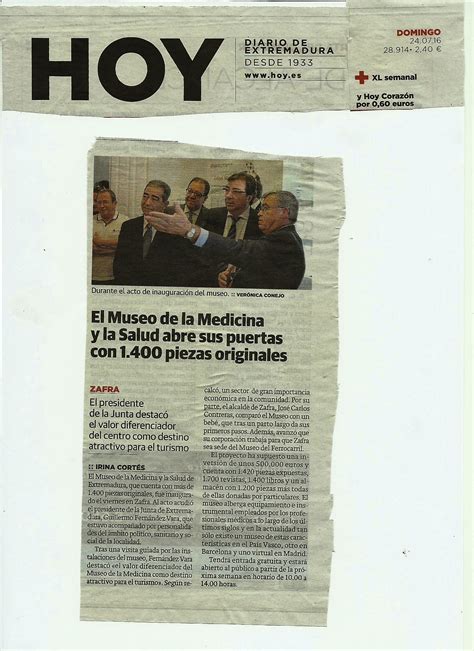 Noticia De La Inauguracion Del Museo De Historia De La Medicina De