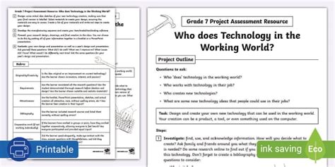 Grade 7 Technology Project Assessment - Twinkl South Africa