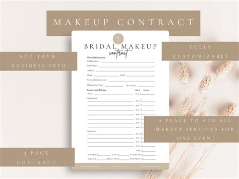 Editable Bridal Makeup Contract Templatefreelance Makeup Etsy