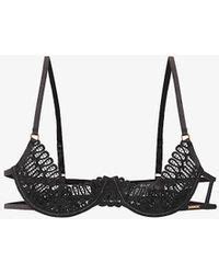 Bluebella Salma Open Stretch Satin Underwired Bra In Black Lyst