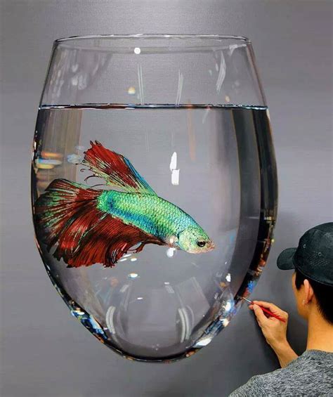 Amazing hyperrealistic painting of glass and fish by artist Young-Sung Kim : r/pics