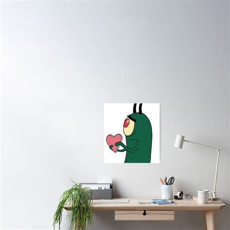 "sad plankton heart love meme" Poster for Sale by sparkytheslug | Redbubble