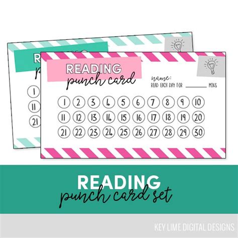 Reading Punch Card Homework Punch Card Reading Log Etsy