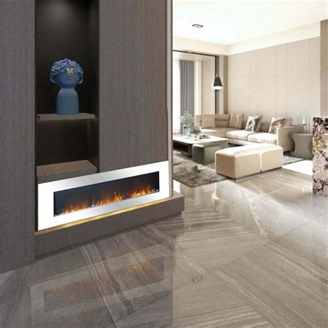 Wall mounted electric fires ElectricSun Paula white glass L153xH45x13cm