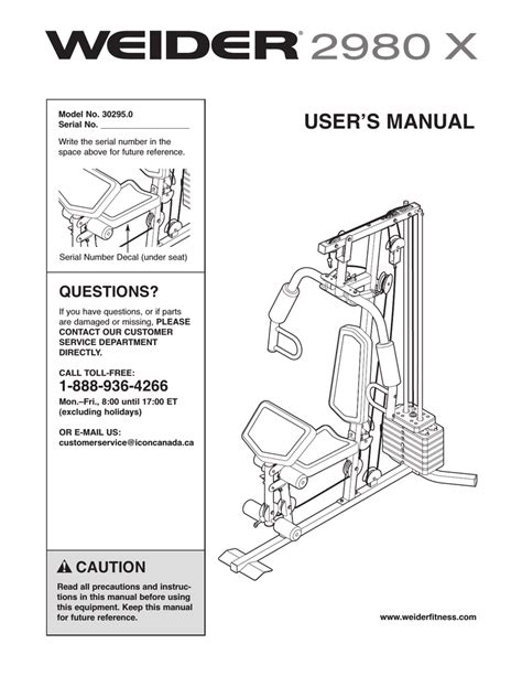 weider 2980 x home gym system assembly - rakedrawing