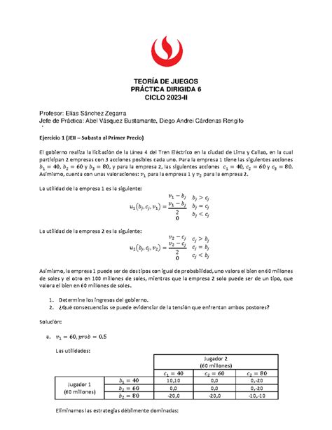 Pd Teor A De Juegos Solucionario Teor A De Juegos Pr Ctica