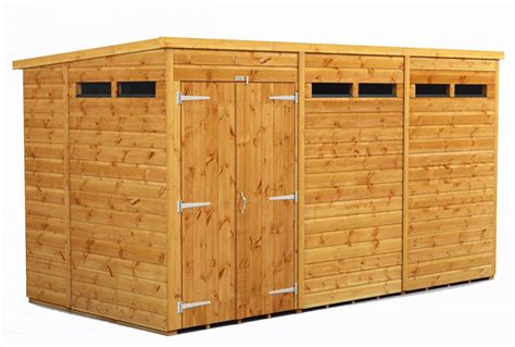 Power 12x6 Pent Garden Security Shed Double Door Garden Sheds Log