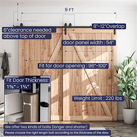 Smartstandard 9 Feet Bypass Sliding Barn Door Hardware Kit