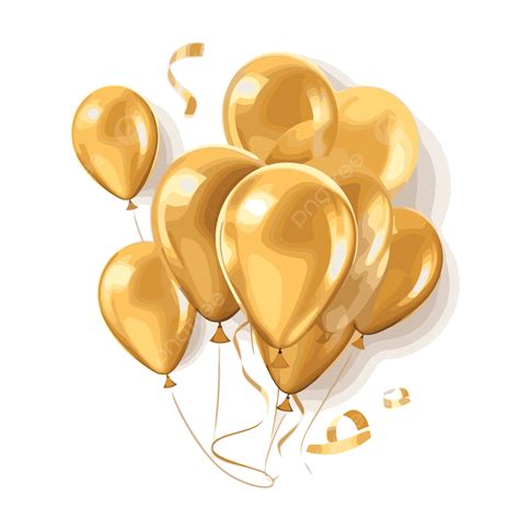 Gold Balloons Sticker Clipart Gold Balloons With Ribbons On A White