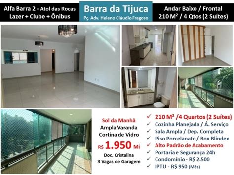 Apto Barra da Tijuca Praia Alfa Barra 2 Atol das Rocas 210M²