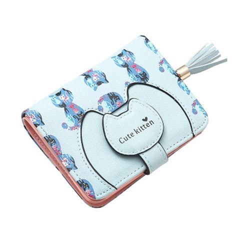 Cheap Women Cute Cat Wallet Small Zipper Girl Wallet Pu Leather Women