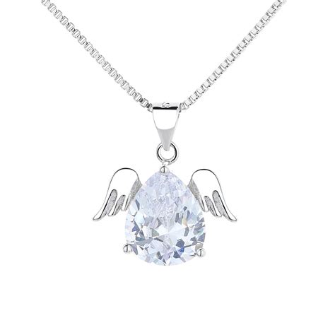 Amyandannette Sterling Silver Angel Wings Pendant Necklace With Swarovski Crystals Silver 5