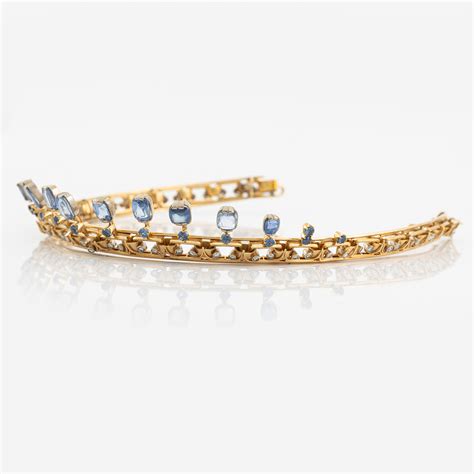 Tiara/collier 18K guld med safirer och runda briljantslipade diamanter