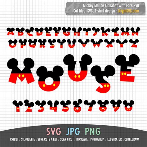 Mickey Mouse Font – Design 2 – Origin SVG Art