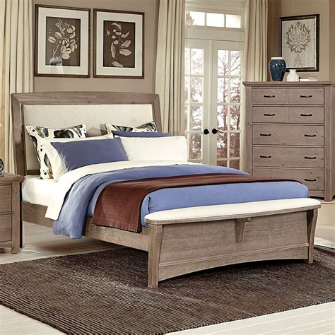 Transitions Upholstered Bed Driftwood Oak By Vaughan Bassett