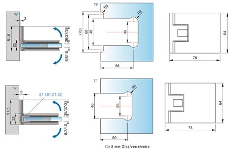 Duschtür Pendelband FLAMEA 8130 Glas Wand Duschbeschlag Beschläge