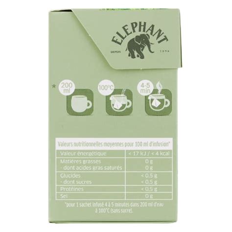 Infusion Bio Menthe Thym Elephant La Boite De Sachets G