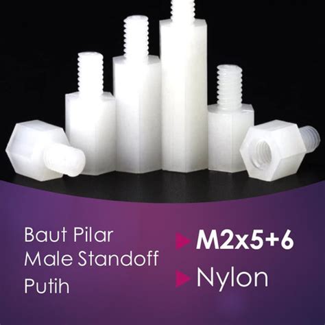 Jual Baut Pilar M X Putih Standoff Spacer Male Plastik Nylon Nilon