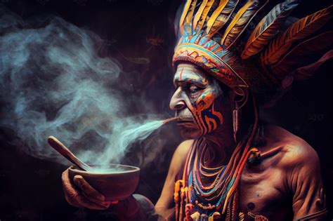 Premium Ai Image Ayahuasca Shaman Ecuador Old Ceremony Man Tribal Tribes Amazon People