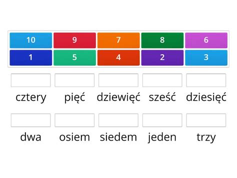 Liczebniki 1 10 Po Polsku Połącz W Pary