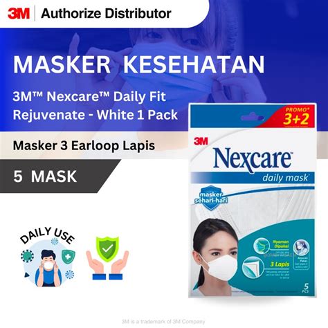 Jual 3M Masker Nexcare Daily FIT MASK PUTIH Rejuvenate 1 Pack 5