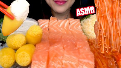 Tobiko Eggs Raw Salmon Komochi Yariika Spicy Enoki Mushroom Asmr