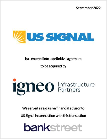 Igneo Infrastructure Partners Acquires Us Signal Bank Street Group