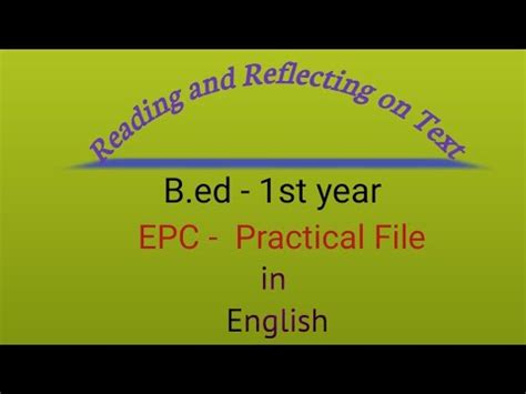 B Ed 1st Year EPC READING AND REFLECTING ON TEXT IN ENGLISH MDU GU