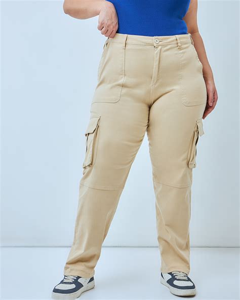 Buy Women's Brown Plus Size Cargo Pants Online at Bewakoof