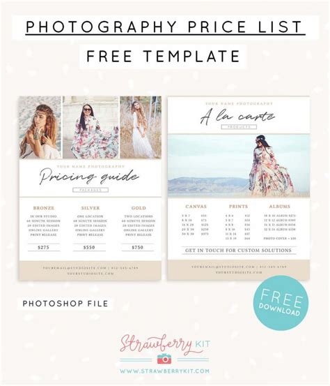 Photographer Price List Template Free Photography Pricing Template