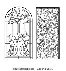 Gothic Windows Vintage Frames Church Stained Glass Stock Vector