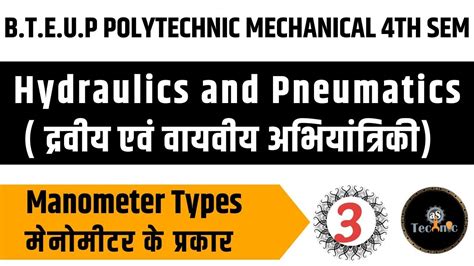 Manometer Types Hydraulics And Pneumatics Th Sem Mechanical