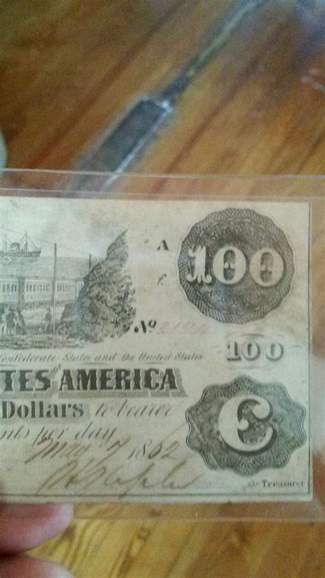 Original Confederate 100 Dollar Bill 1862 CSA Hundred Dollar Note ...